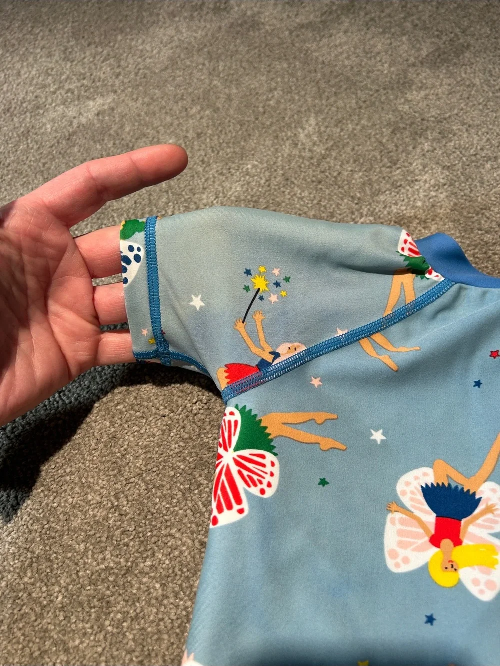 Hanna Andersson Blue Kids One-Piece Swim Suit with Multicolor Ballerina Prints